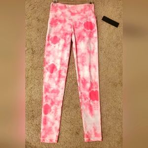 Pink and white workout leggings